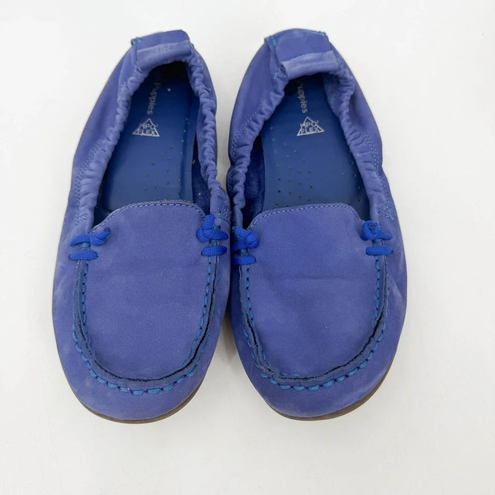 Hush Puppies Chaste Ballet Flats Blue Nubuck Leather Moccasin Loafers Size 8